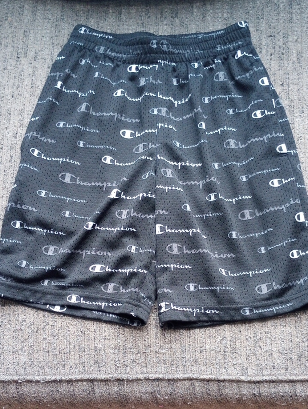 Champion Boys Black Logo Mesh Shorts